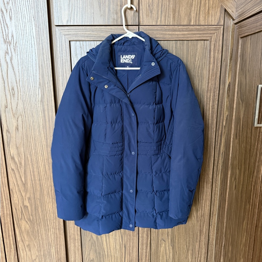 Lands' End stretch quilted down coat